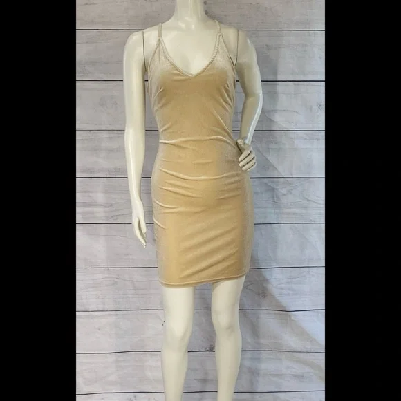 Champagne Velvet Mini Dress | Color: Cream | Size: L | Gretchenmccarty's Closet